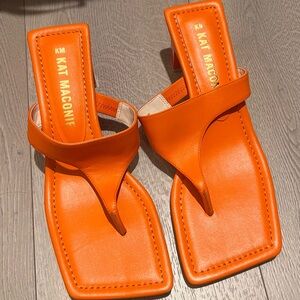 Kat Maconie Orange Square Toe Thong Heels Size 40